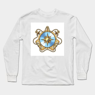 Nautical Compass and Anchors with Chains Emblem Long Sleeve T-Shirt